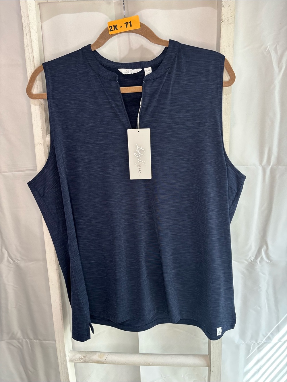 Lady Hagen Navy Sleeveless Split V-Notch Golf Tank